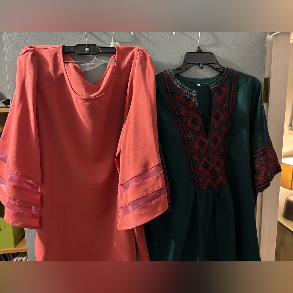 Elegant Coral and Teal Women's Tops